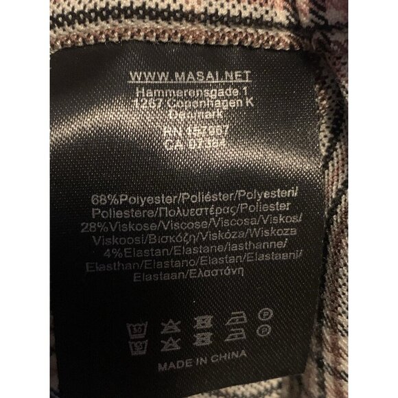 Masai Copenhagen Women's Trousers Pants L Tan Gray Plaid Pullon Cuff Hem Pockets - Picture 5 of 6